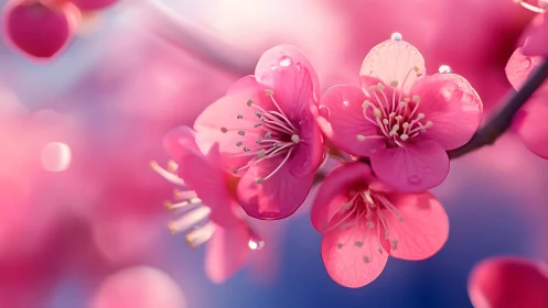 Pink Cherry Blossoms with Bokeh: Macro Detail and Depth of Field.
