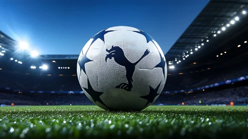 Floodlit stadium night cradles poised match ball glory.