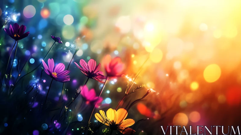 Cosmos Blooms Dance Through Prismatic Light Spectacle