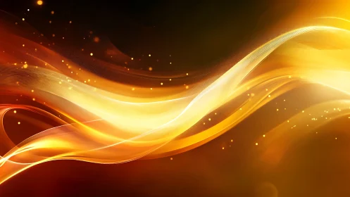 Golden light rivers dance across a deep ember horizon.