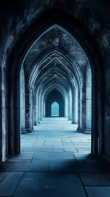 Echoing blue arches quietly rehearse an endless departure