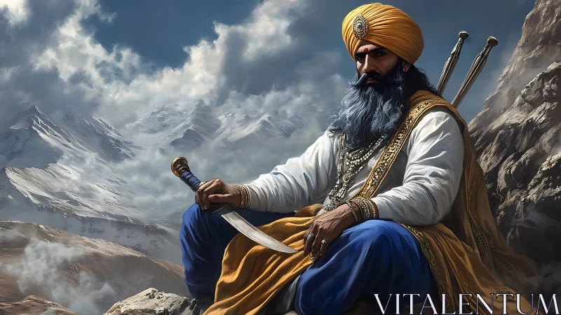 Mountain winds bow quietly to the vigilant Sikh guardian
