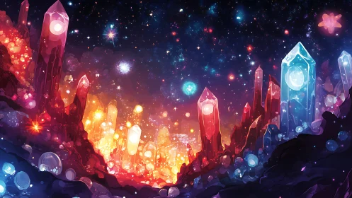 Celestial crystal canyon under radiant nebula gradients.