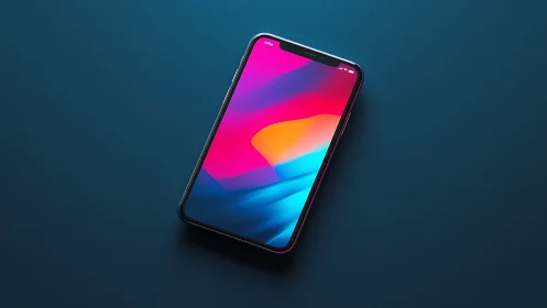 Modern smartphone with vibrant gradient display wallpaper