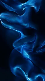 Digital painting of luminous blue fluid ribbons on black field.