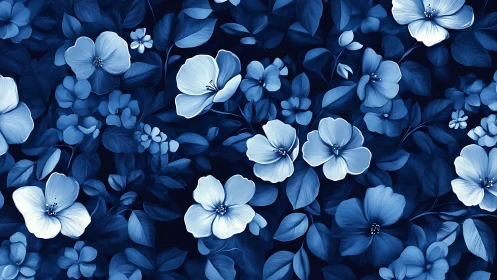 Blue Floral Dream. A serene garden of delicate flowers.
