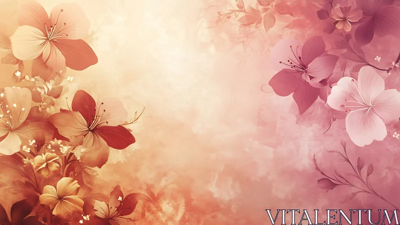 Floral gradient cascade with warm and cool tones.