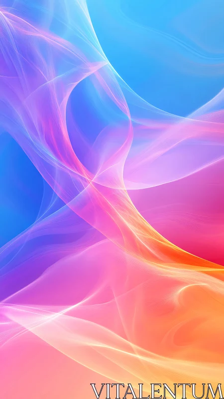 Iridescent gradient waves form translucent flowing light ribbons