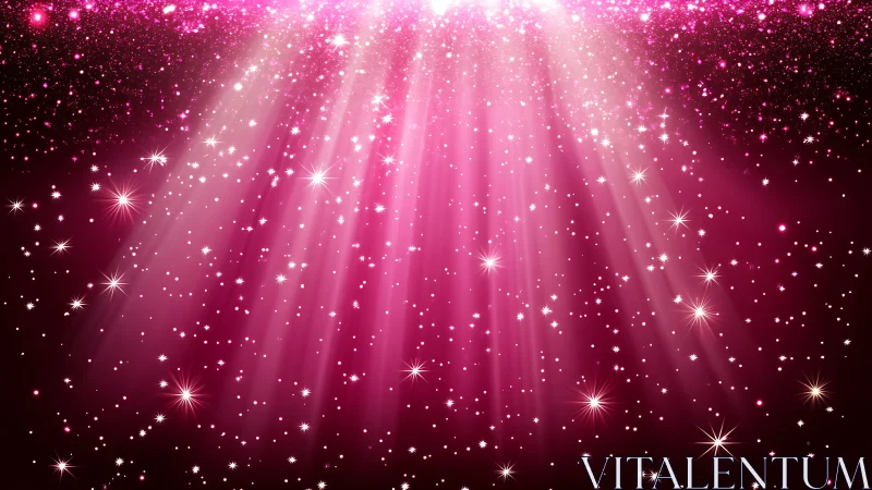 Glowing pink starlight curtain spilling softly across night.