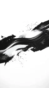 Monochrome gestural ink ribbon with dynamic diagonal sweep.