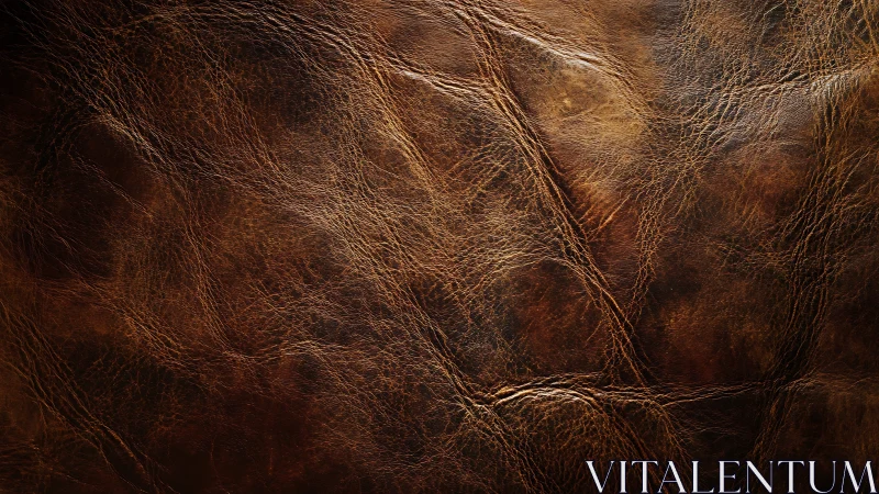 Rich worn leather surface glows with warm rustic character