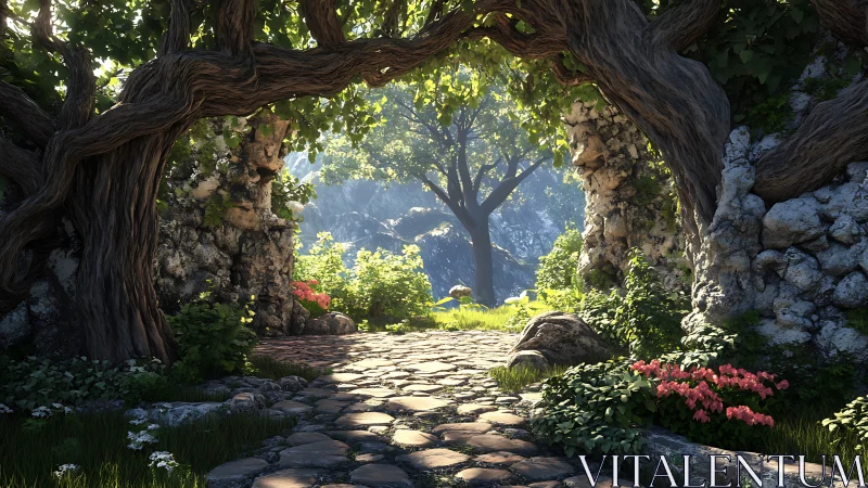 Where Ancient Giants Guard Sunlit Passages Through Stone and Verdant Wonder