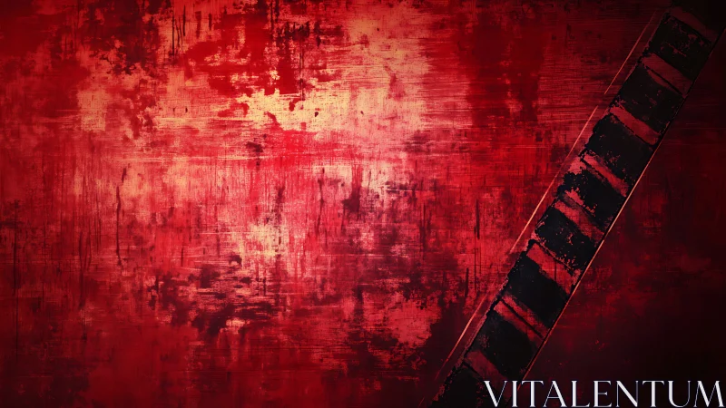 Textured red abstraction with diagonal black industrial band