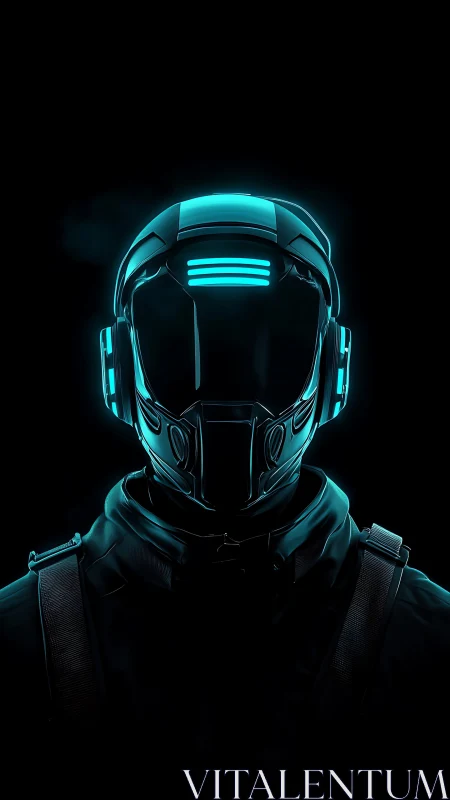 Neon Guardian in the Dark, A Quiet Cyberpunk Sentinel.