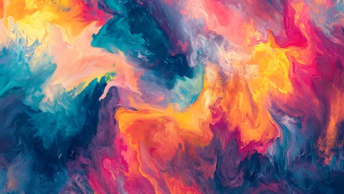 Vibrant fluid abstraction maps swirling chromatic turbulence