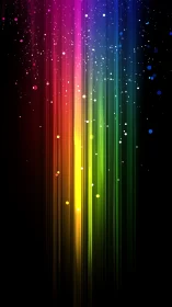 Radiant vertical spectrum trails over deep black void.