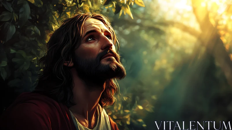 Sunlit devotion in a forest sanctuary of quiet hope.