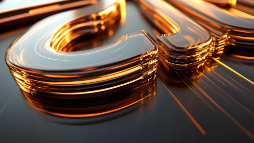 Futuristic glowing glass letters in abstract digital style.