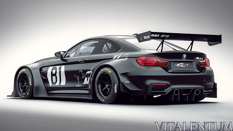 Sleek black BMW race car ready to sprint into action.