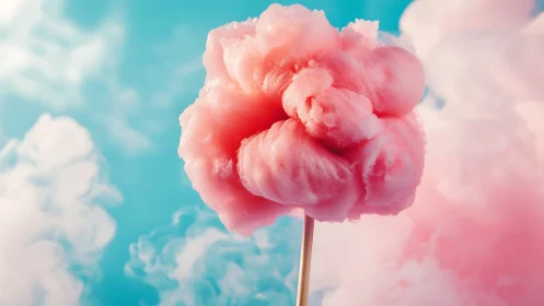 Pink cotton candy daydream against soft pastel skies.