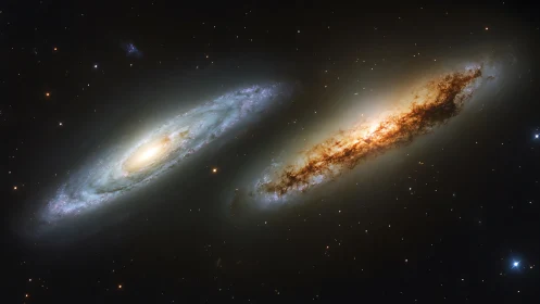 Twin spiral galaxies drifting toward a quiet cosmic dance.