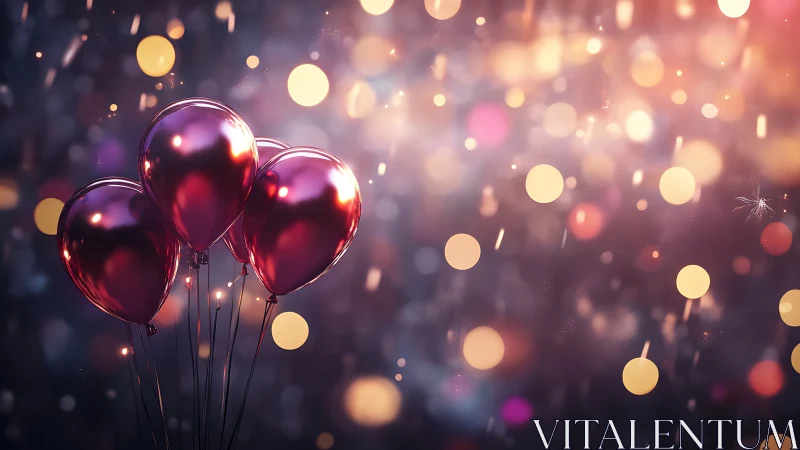 Shimmering Celebration Balloons Glow Softly in Magical Light.