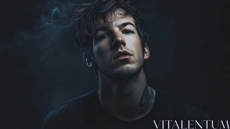 Moody low key portrait captures a brooding, defiant gaze