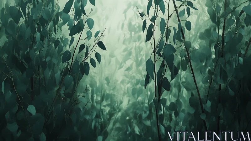 Dense green foliage with soft diffused background light.