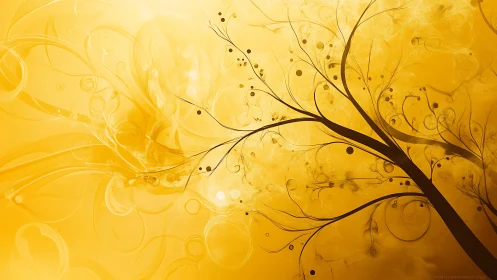 Golden twilight branches swirling through liquid light.