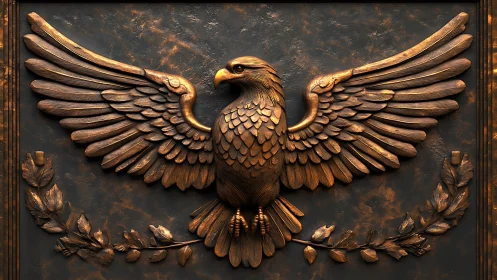 Majestic Bronze Eagle Relief in Classic Ornamental Style.