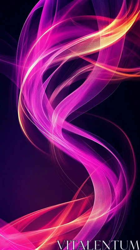 Curved magenta light trails form layered motion paths on dark void