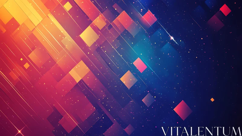 Abstract geometric digital art with glowing cubes and vibrant colors.