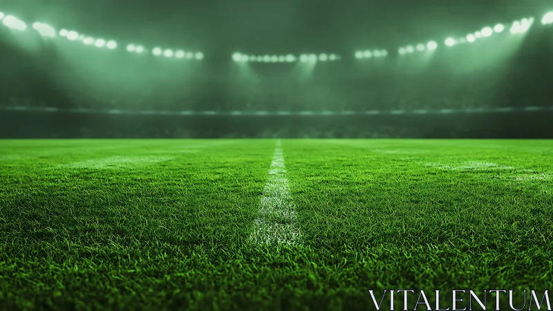 Bright stadium field waits calmly under glowing night lights