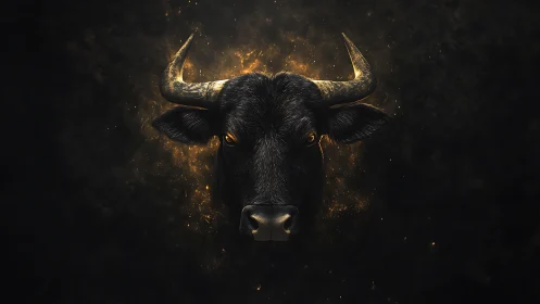 Star-forged bull head blazing from the cosmic dark.