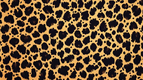 Jaguar Spotted Pelt Pattern: High-Saturation Ochre Ground with Matte Black Rosette Marks