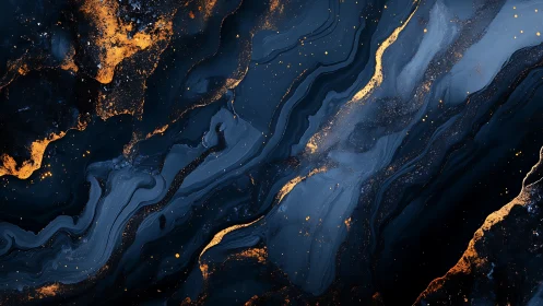 Celestial ink rivers streak through midnight stone and ember.