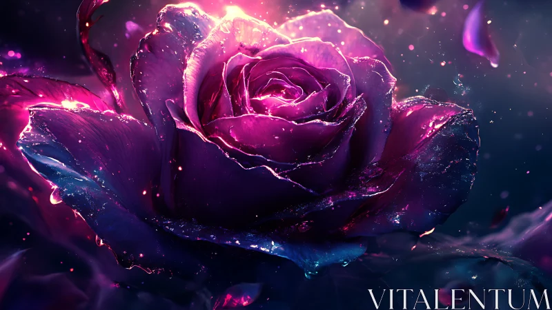 Luminous Rose Blooming with Radiant Magical Energy