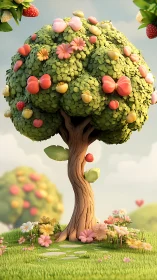 Stylized fruit blossom tree rendered in soft global illumination
