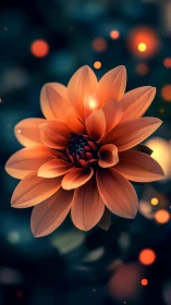 Orange dahlia flower with bokeh background illumination