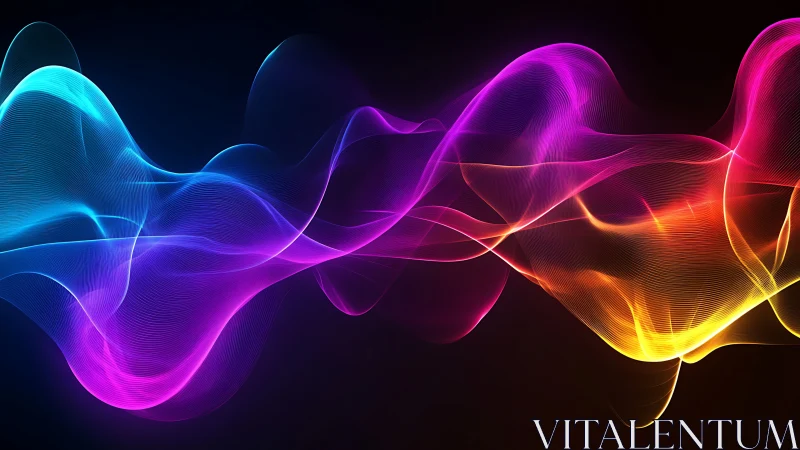 Colorful light waves form flowing abstract gradient ribbons