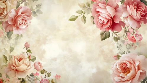 Romantic Botanical Arrangement with Blooming Pink Peonies