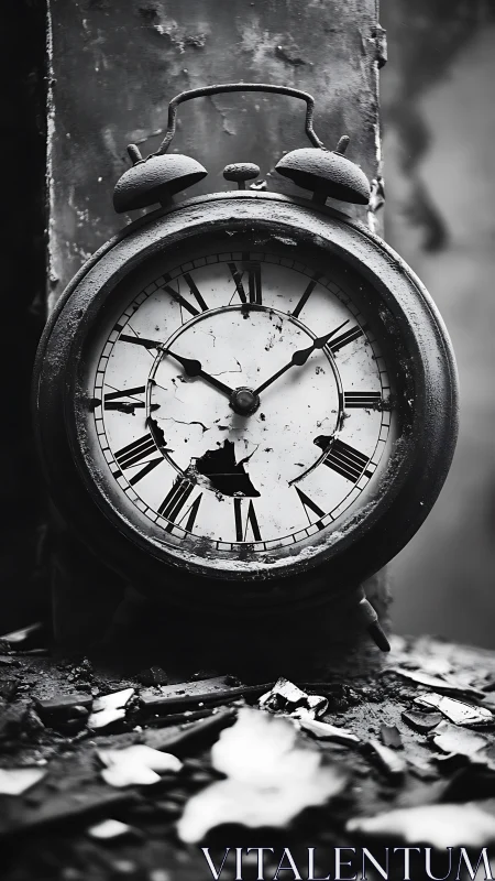 Weathered alarm clock holding quiet stories of time lost.