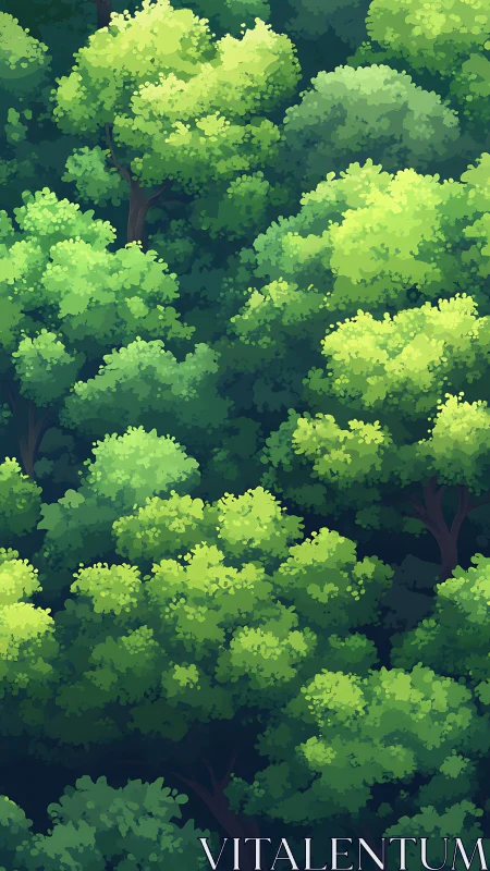 Forest Canopy Rendered in Pixel Art
