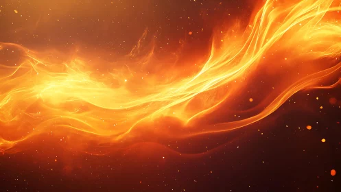 Abstract Fiery Wave in Motion with Bright Orange and Yellow Tones.