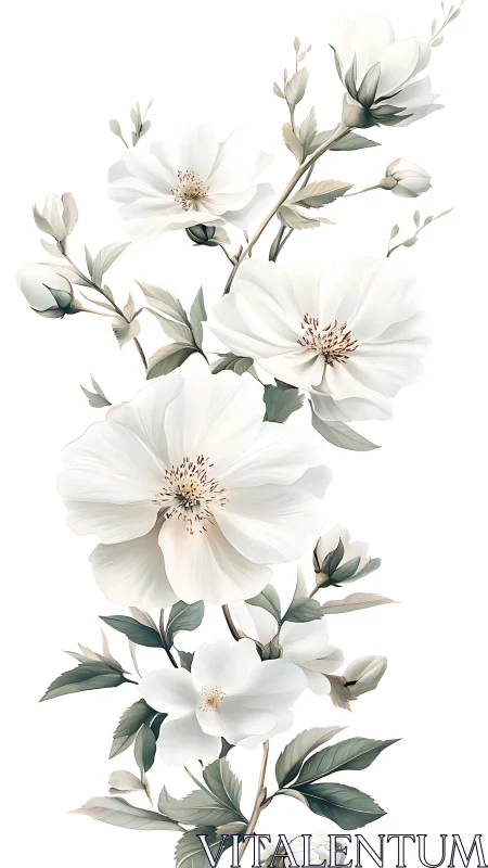 Delicate White Blooms Dancing on Gentle Stems