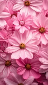 Pink Daisy Blossoms Close-up: Multi-petal Floral Arrangement.