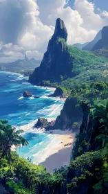 Dramatic Coastal Cliffs with Verdant Valley Beach.
