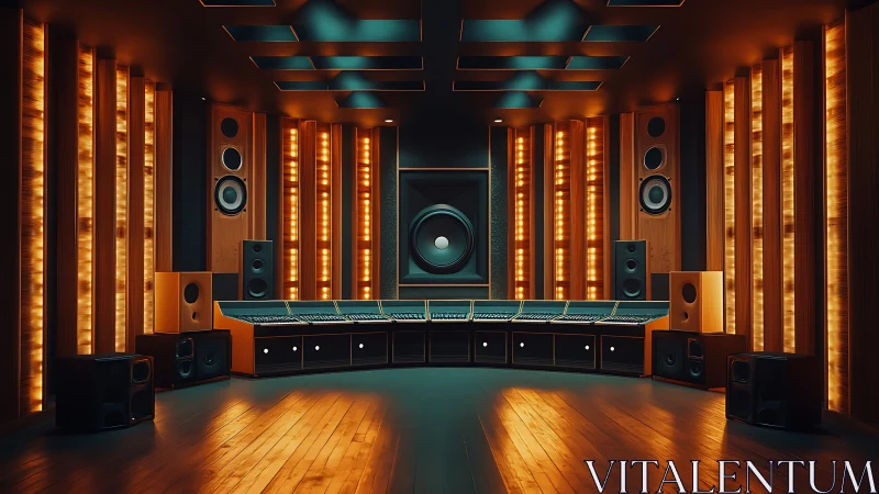 Symphony forge studio glowing with amber sound pillars.