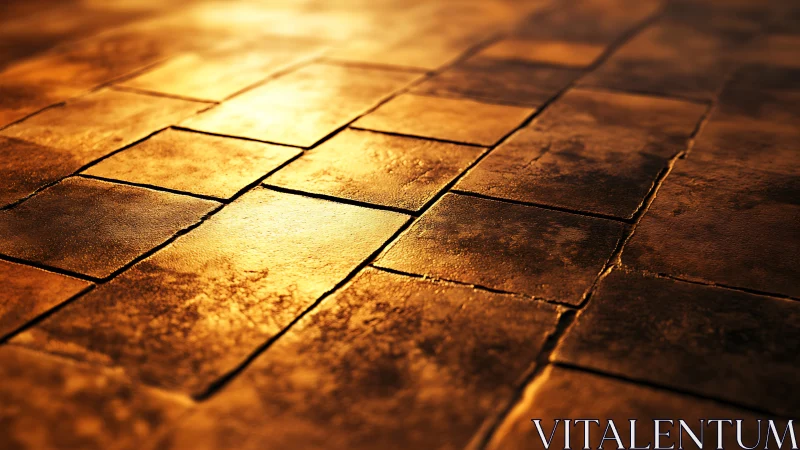 Sunlit copper stone path glowing with quiet warmth.