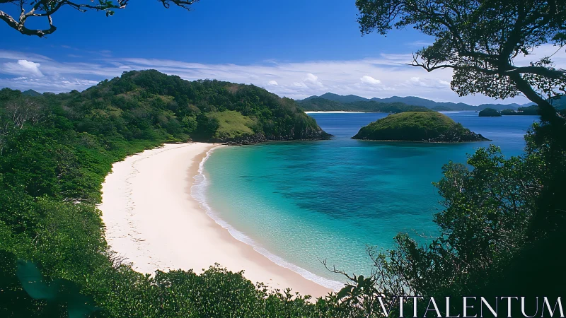 Tropical Island Cove with Beach and Turquoise Water